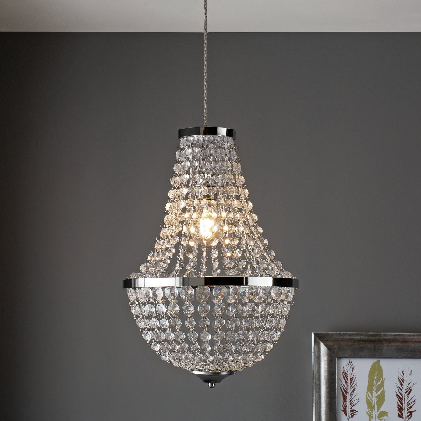 Argos Home Empire Chandelier Easy Fit Pendant Shade - Chrome