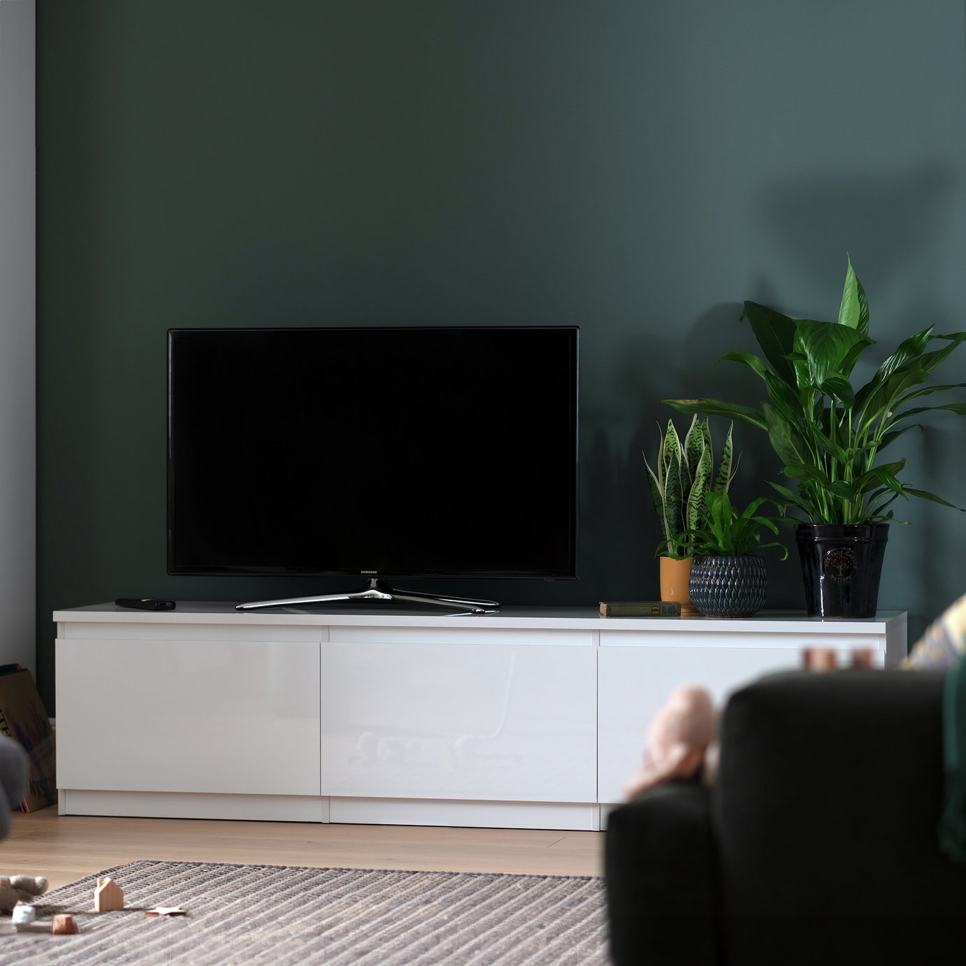 Habitat Jenson 3 Door Large TV Unit - White Gloss