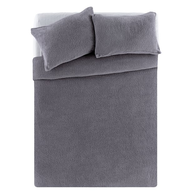 Buy Argos Home Grey Fleece Bedding Set Kingsize Duvet Cover