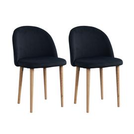 Habitat Imogen Pair of Fabric Dining Chairs - Black