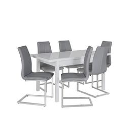 Argos Home Lyssa Extending Gloss Table & 6 Milo Chairs- Grey