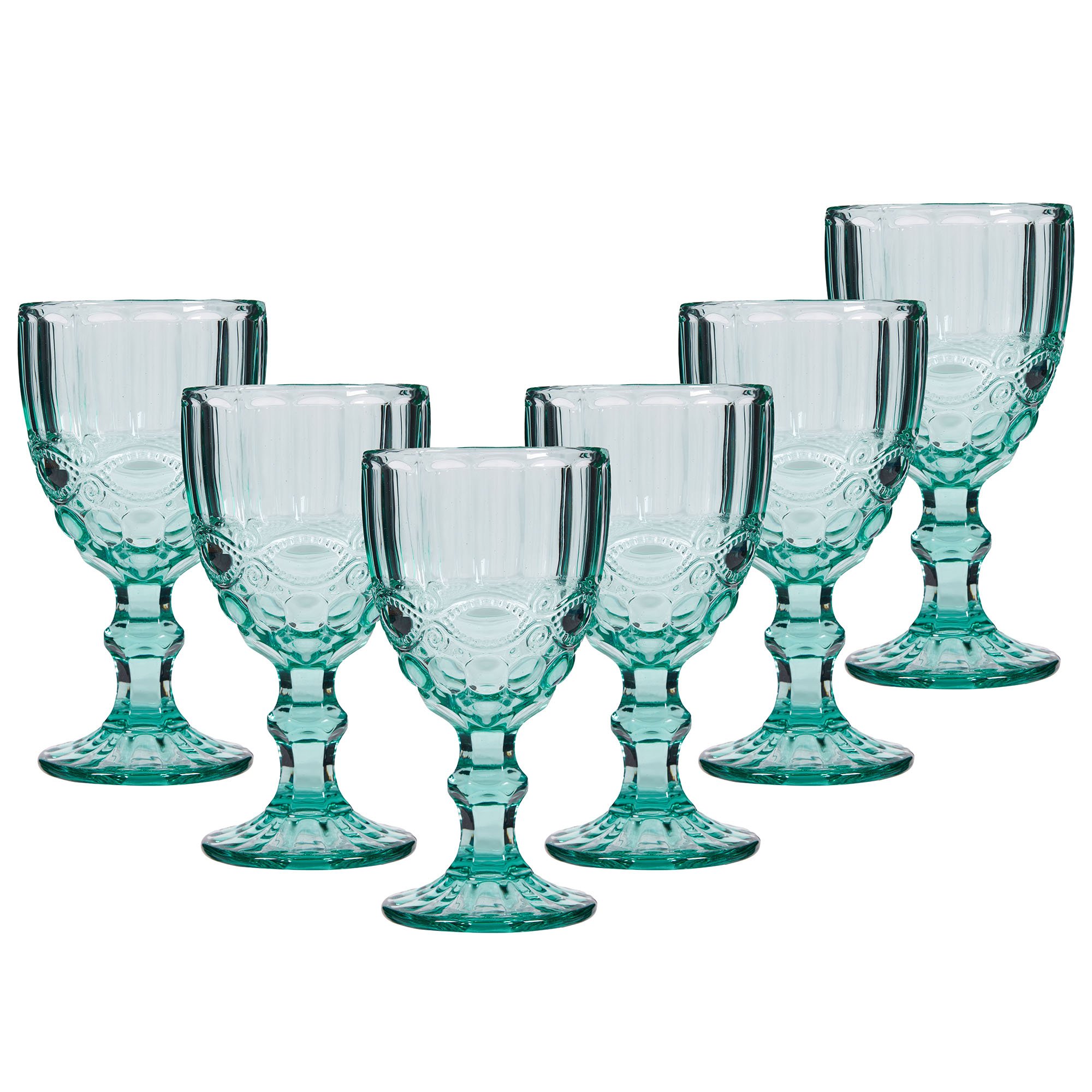Dibor Set of 6 Aurielle 350ml Glass Wine Glasses - Green