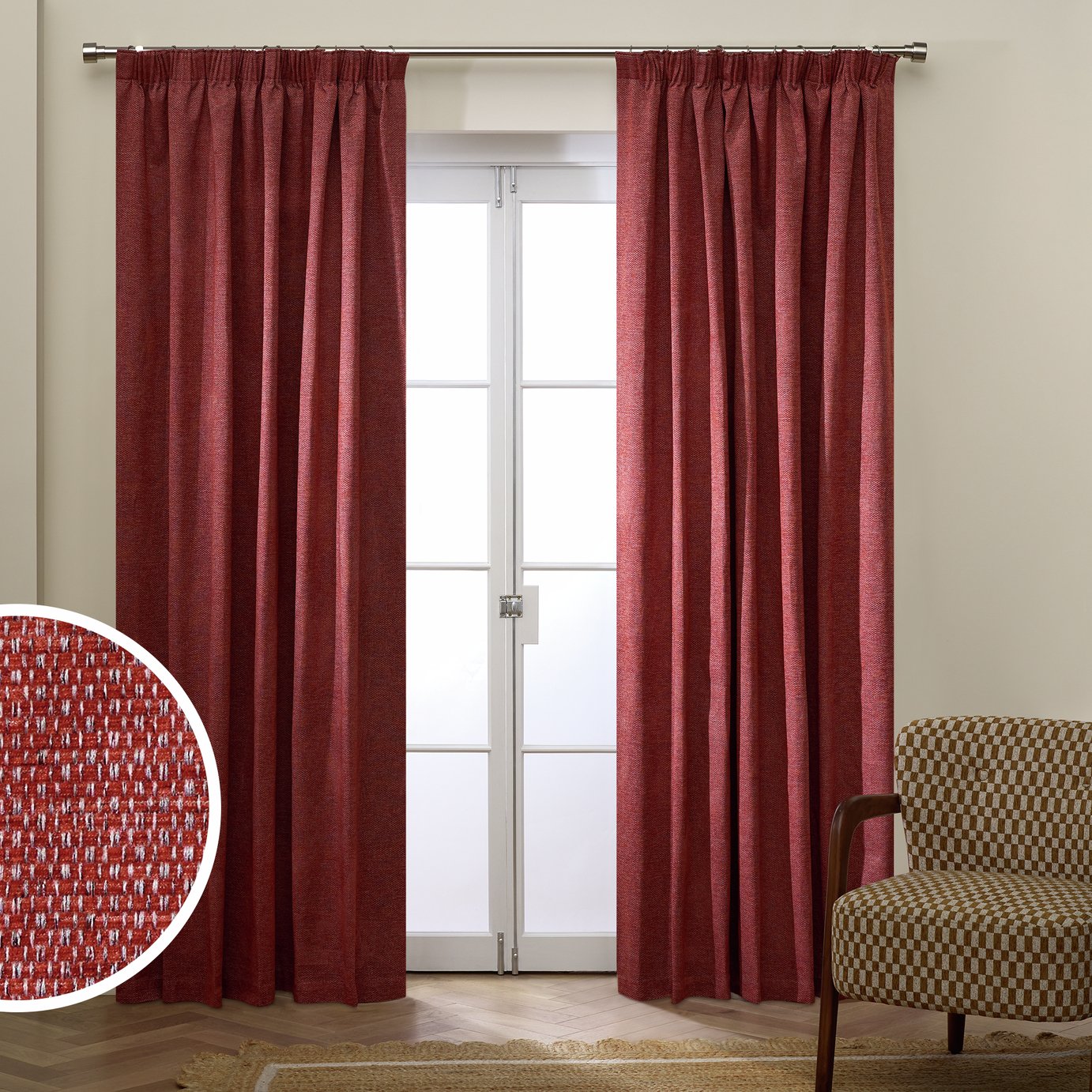 Habitat Basket Weave Pencil Pleat Curtains