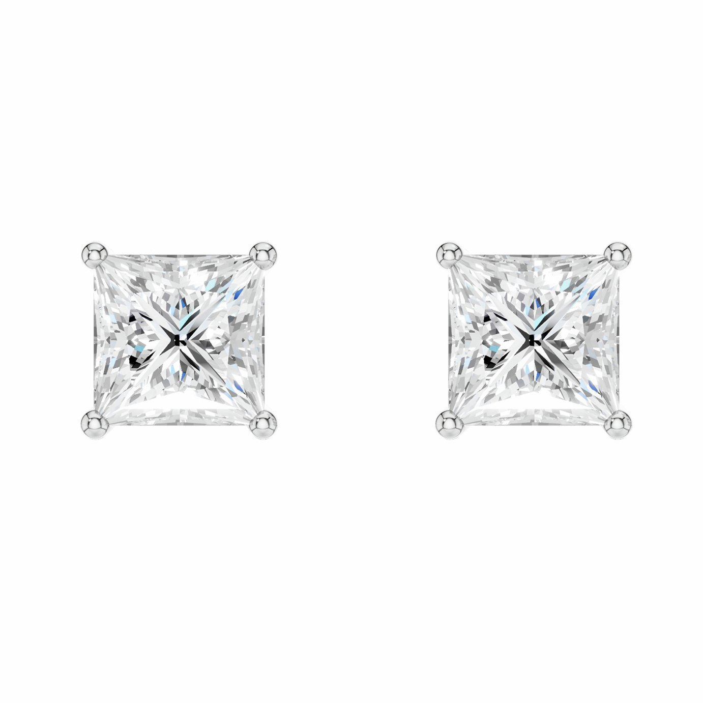Pure Brilliance 9ct White Gold 1ct Lab Grown Diamond Princess Stud Earrings