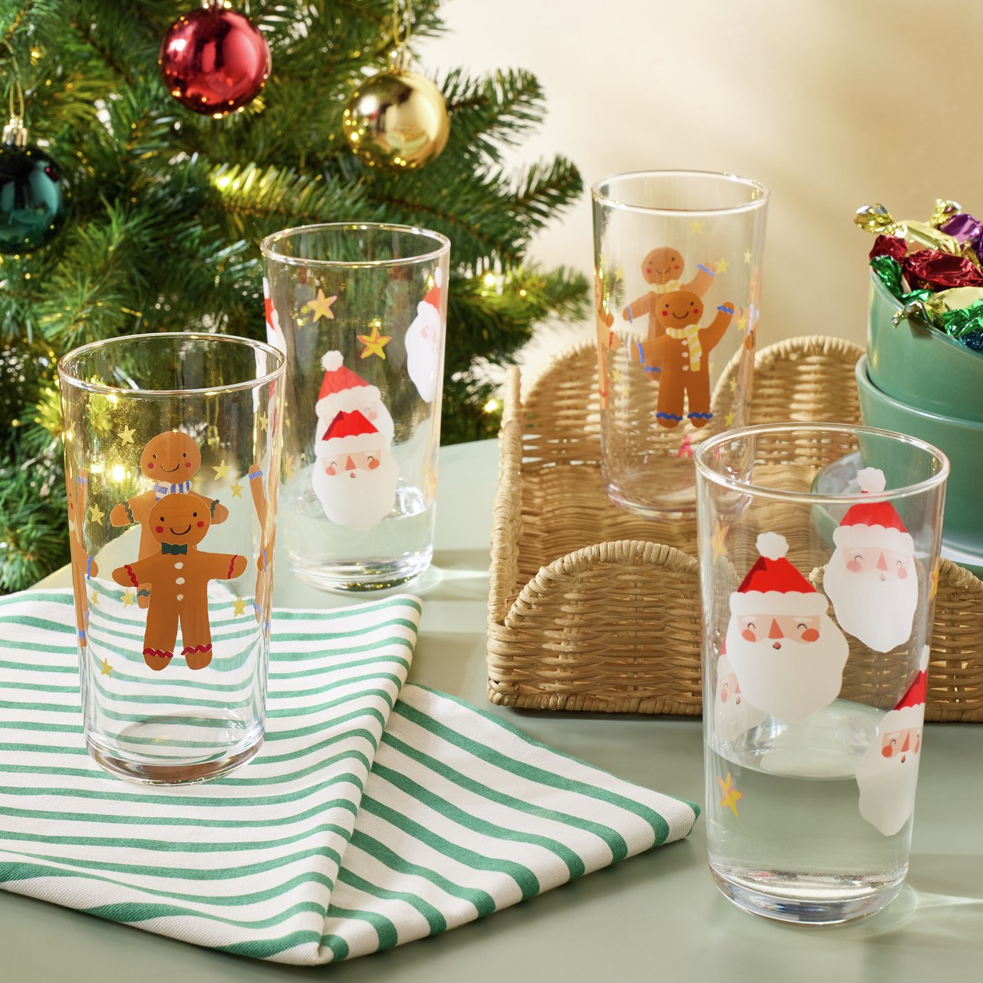 Argos Home Santa & Gingerbread Set of 6 Tumblers