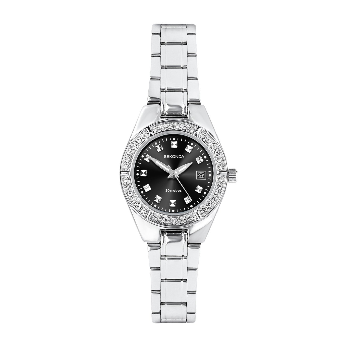 Sekonda Ladies Black Mother-of-Pearl Dial Stainless Steel Bracelet Watch