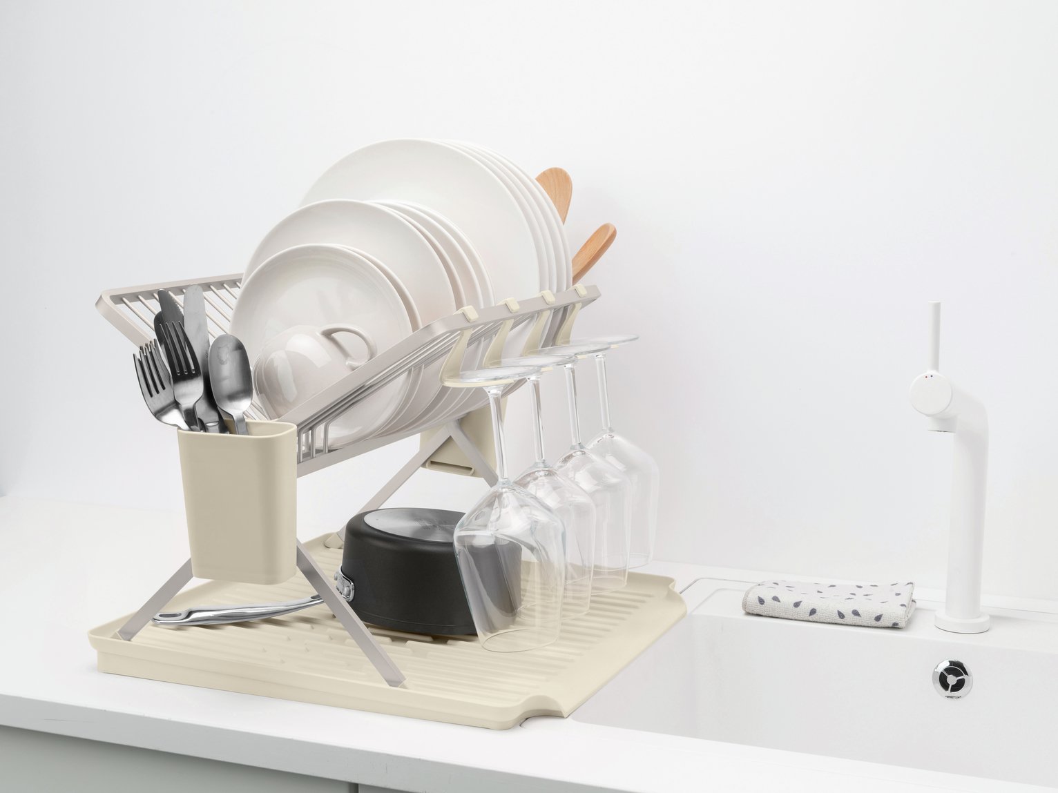 Brabantia SinkSide Large Foldable Dish Drying Rack - Soft Beige