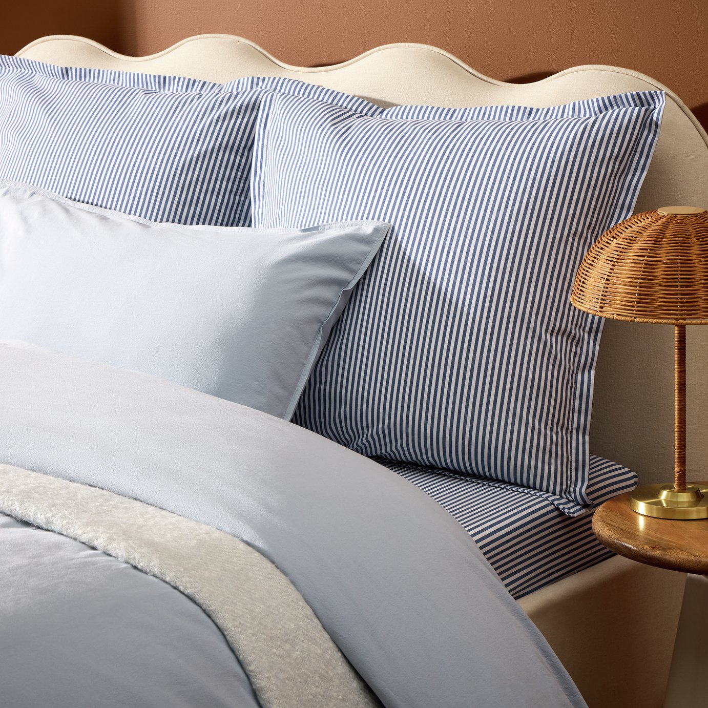 Habitat Oxford Stripe Navy Pillowcase Pair