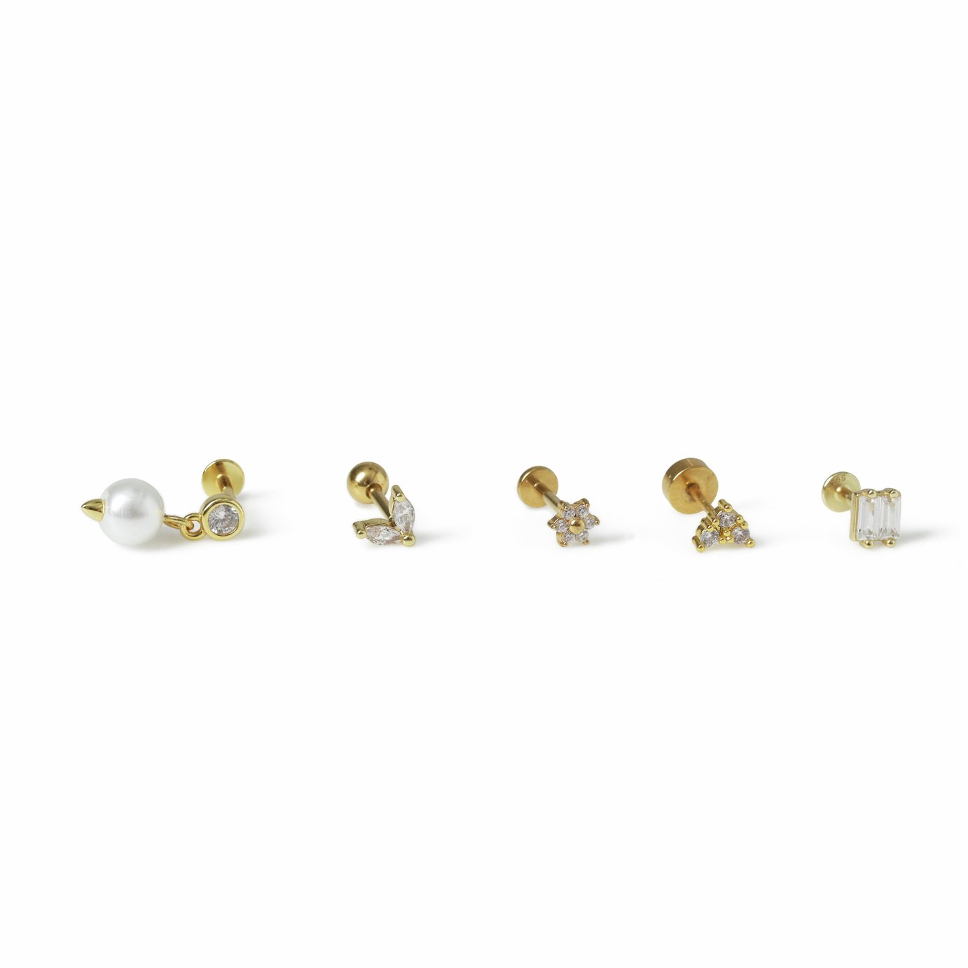 Freedom Gold Tone Surgical Steel Flat Back Earrings Set