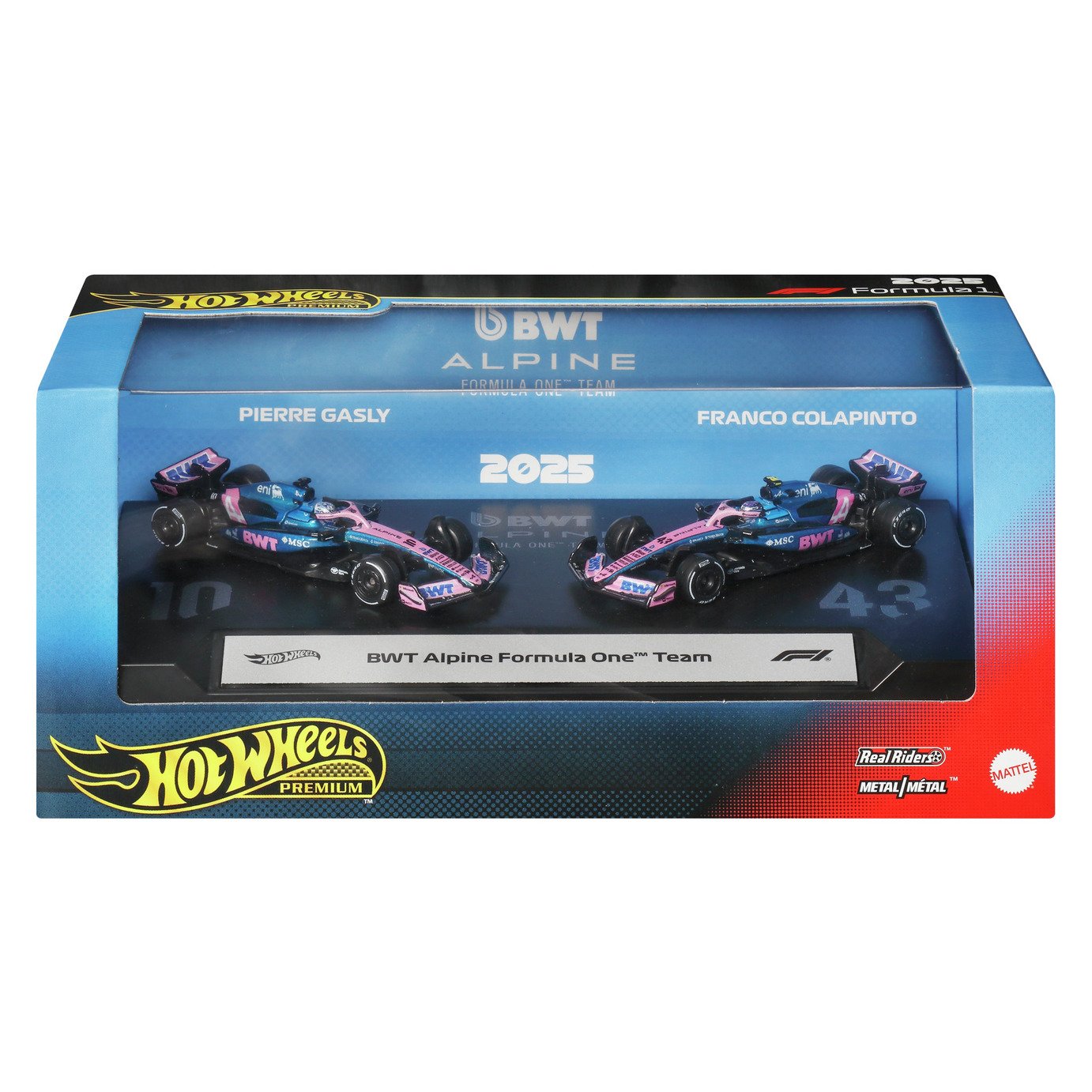 Hot Wheels Premium Formula 1 2-Pack, BWT Alpine Formula 1 Gasly & Colapinto