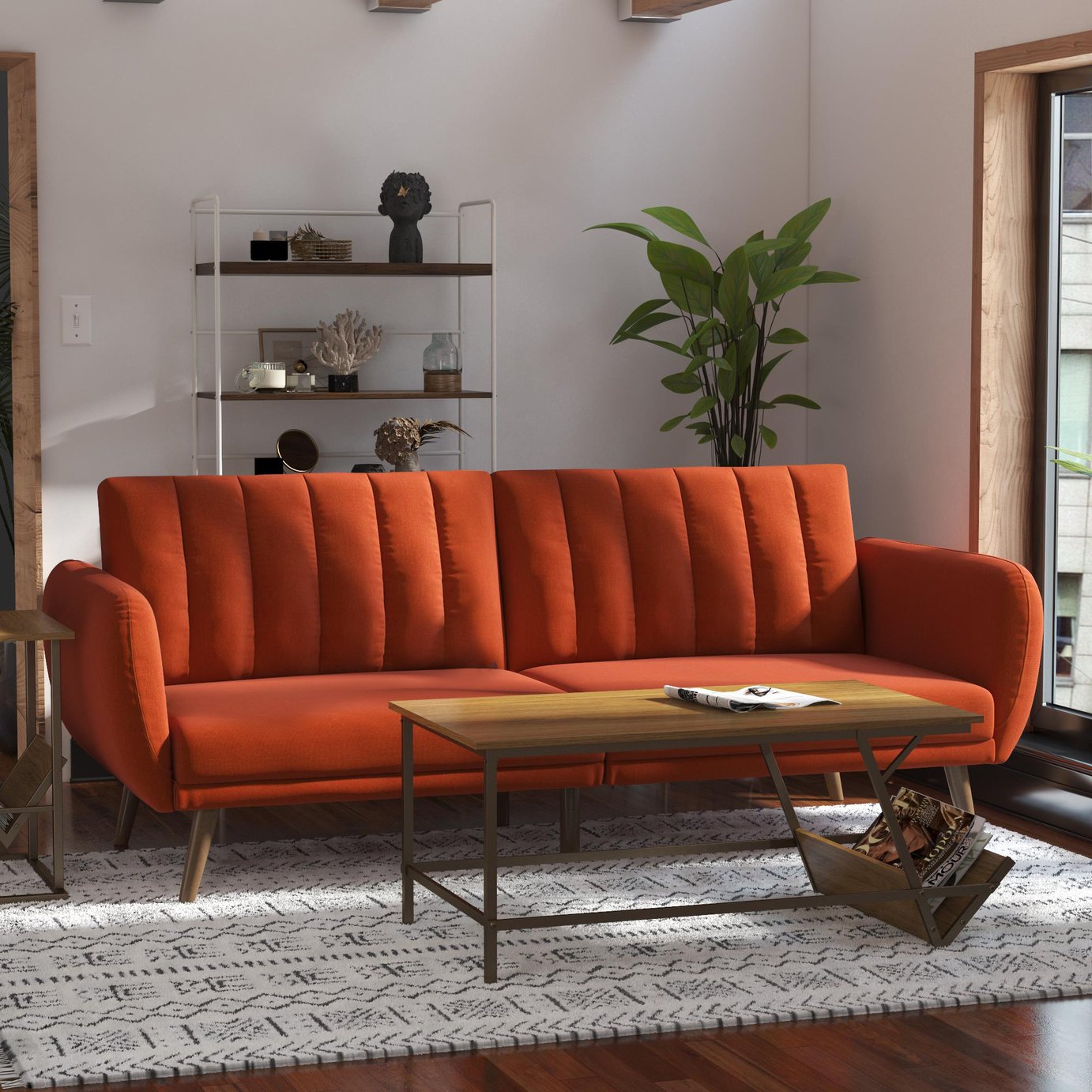 Novogratz Brittany Fabric Sofa Bed - Orange