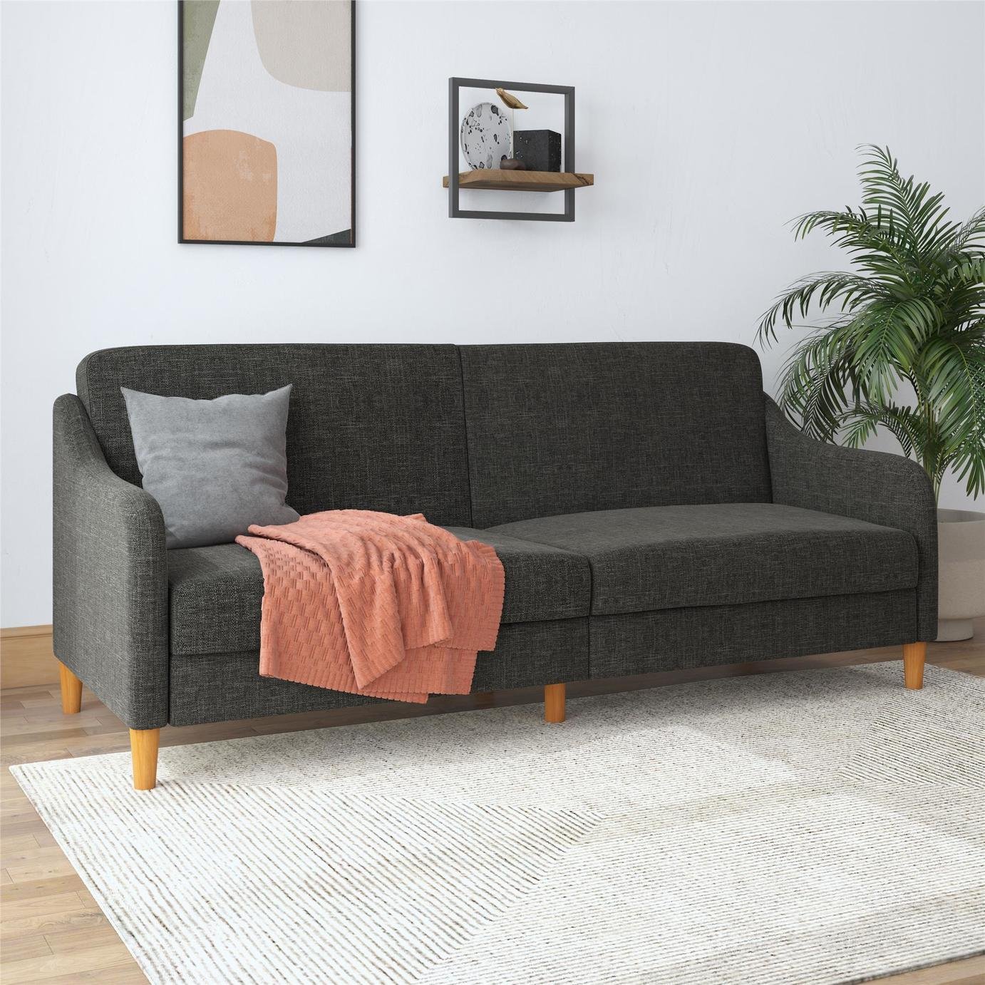 Dorel Jasper Fabric Futon Sofa Bed - Grey