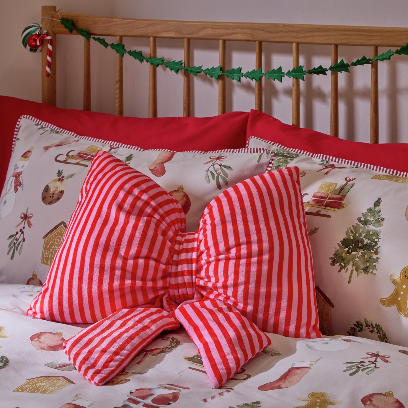 Bayswood Giant Striped Bow Cushion Pink - 48x38cm