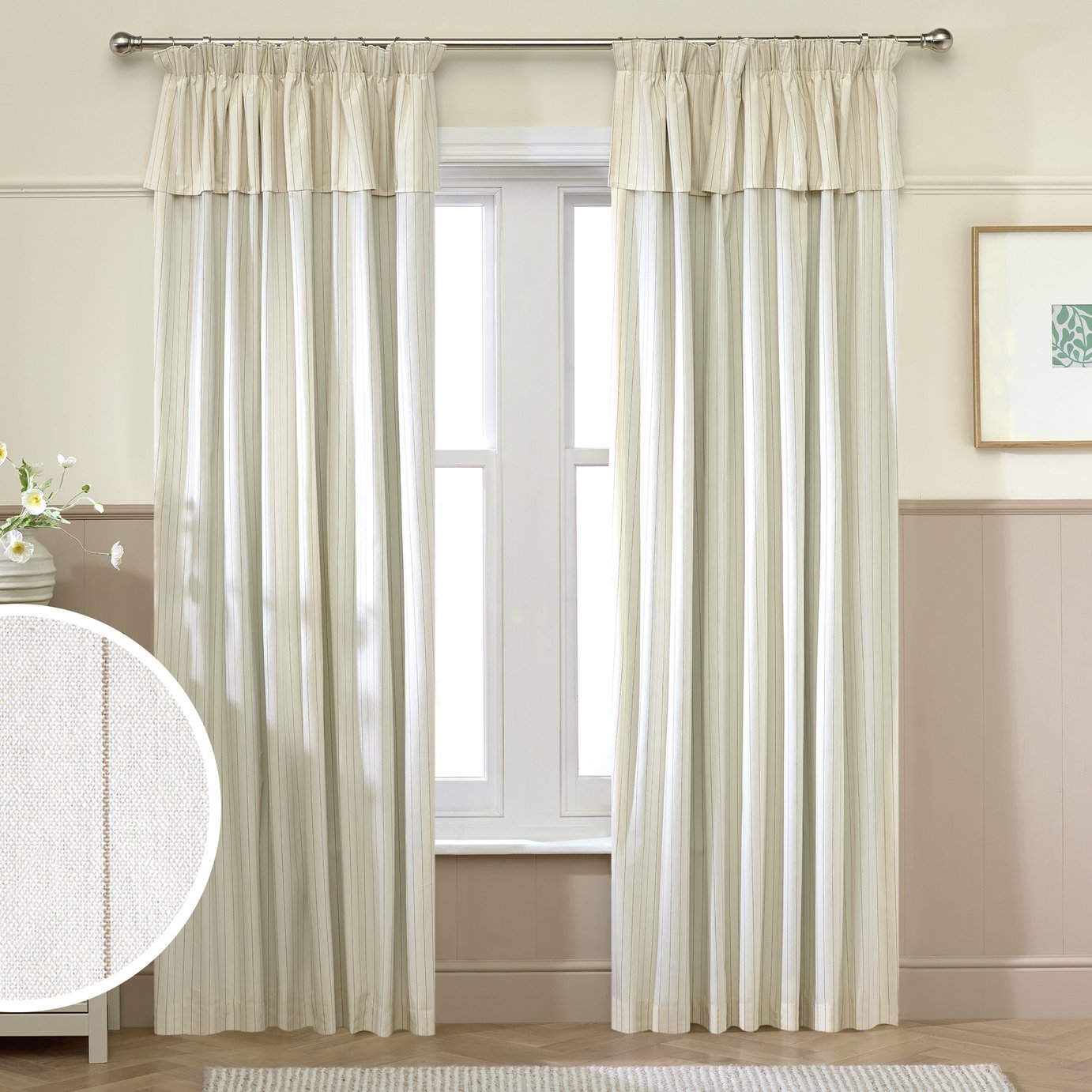 Argos Home Frill Stripe Curtain - Neutral