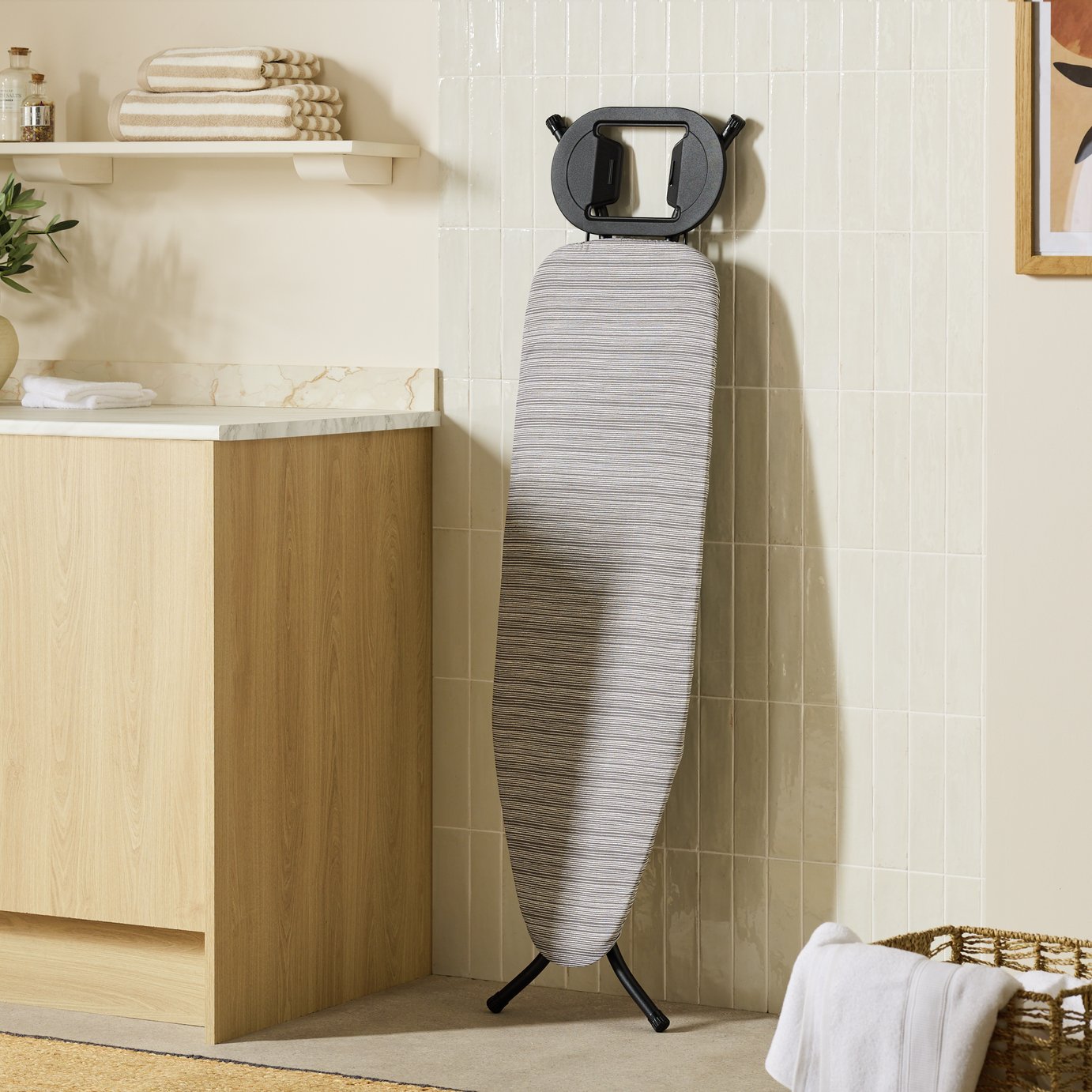 Argos Home Stockholm Stripe 110 x 34 cm Ironing Board Cover - Grey