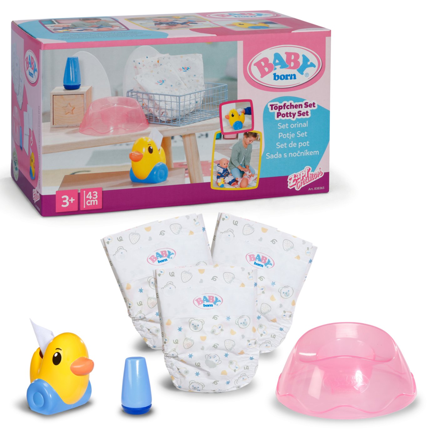 Baby Born 43cm Doll's Pink Potty Set