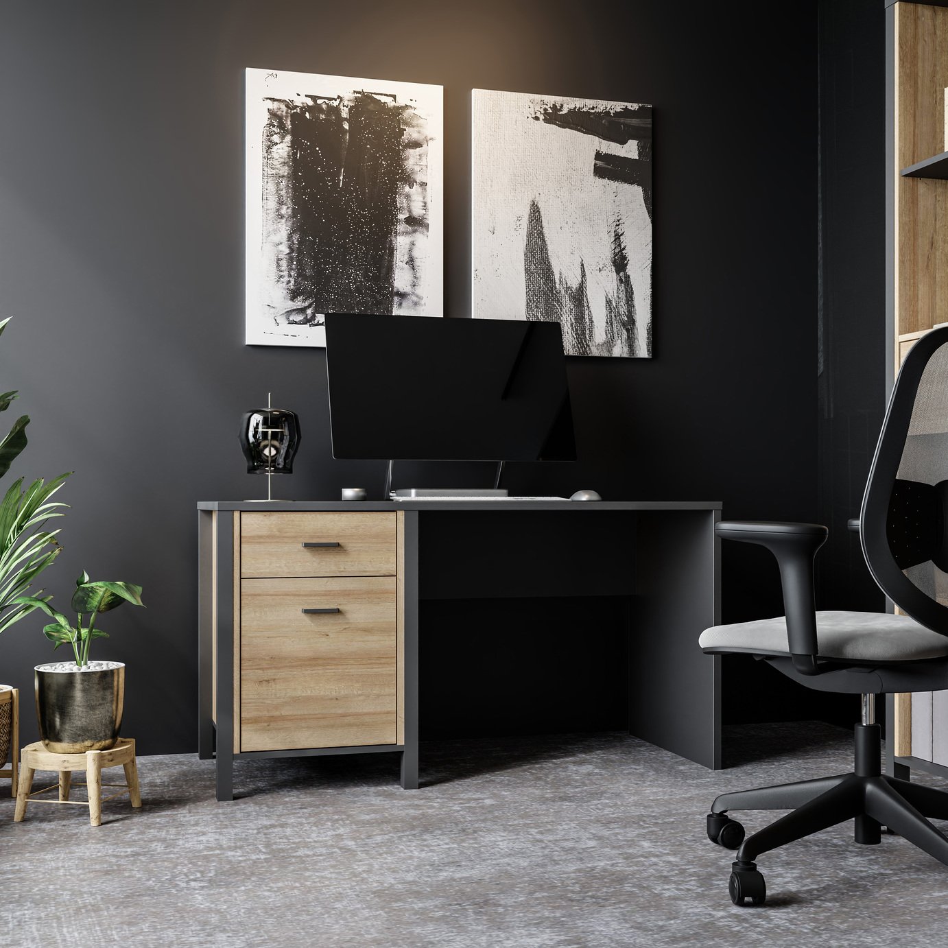 Furniture To Go High Rock 1 Drawer Desk - Black and Brown