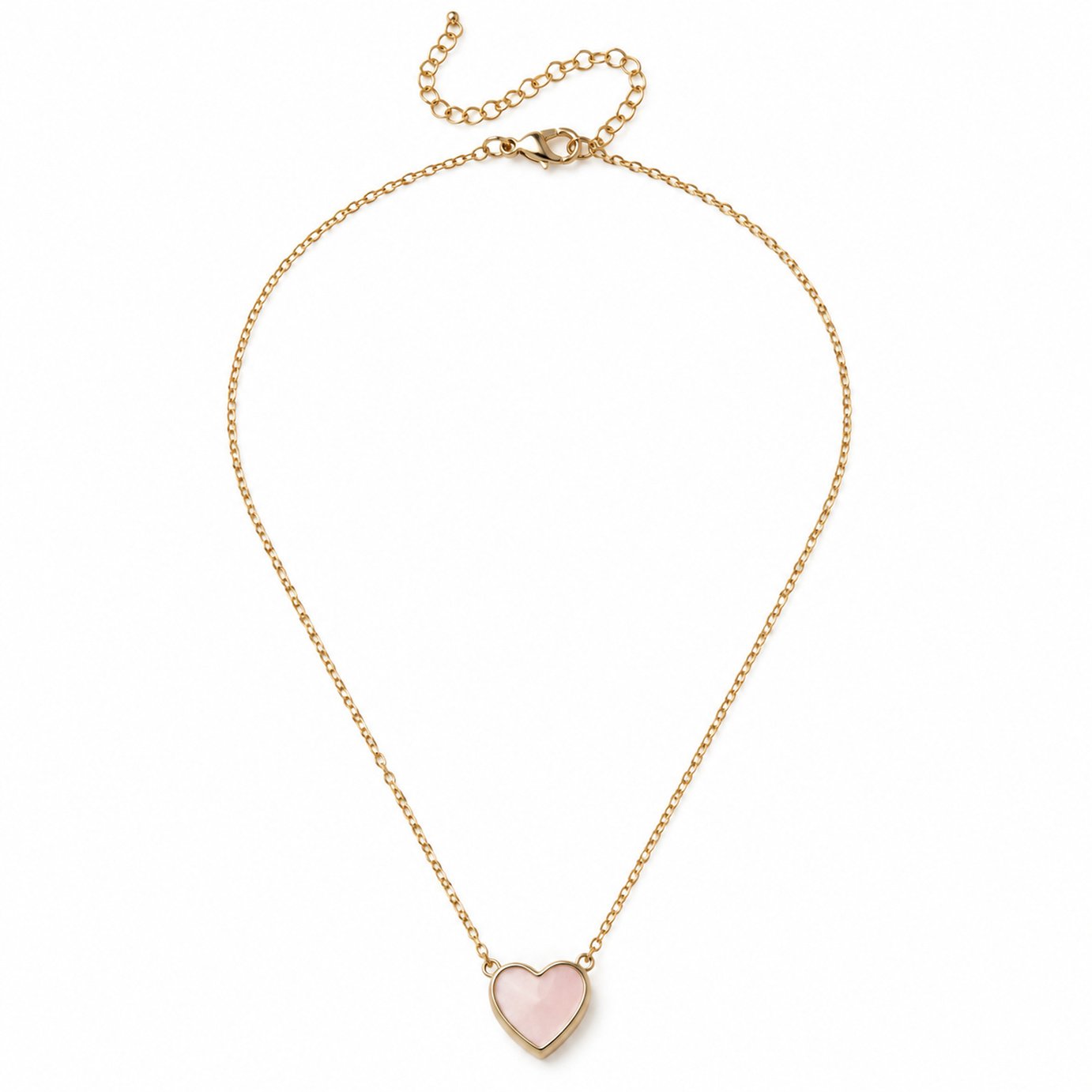 Freedom Gold Tone Stainless Steel Pink Heart Pendant Necklace