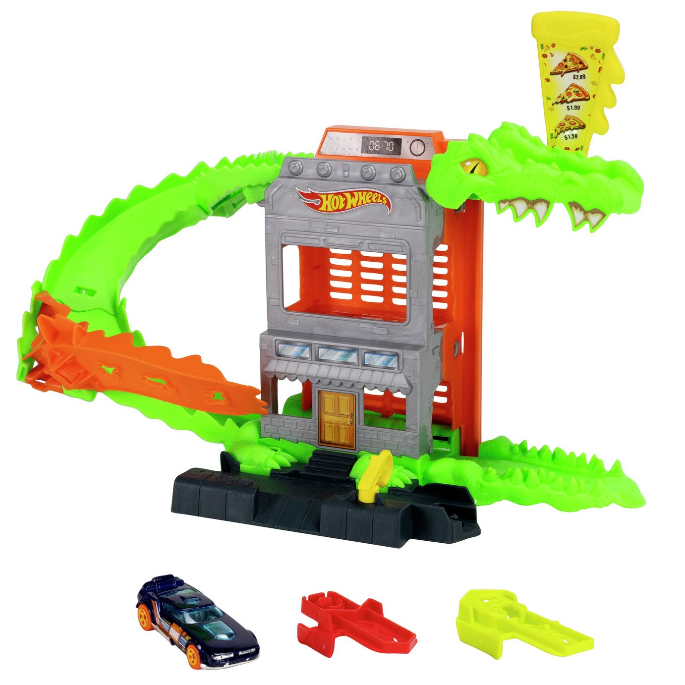 Hot Wheels City Croc Pizza Attack Playset & 1:64 Scale Toy Car