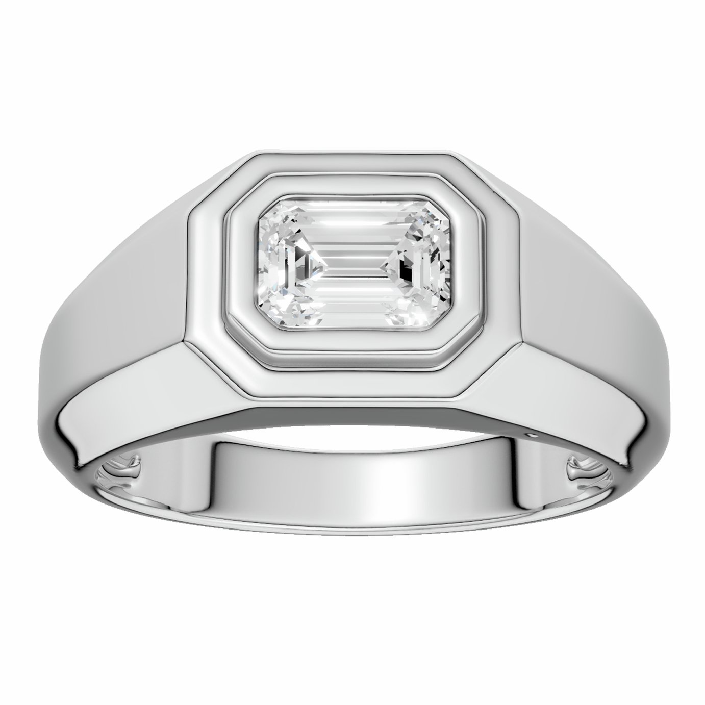 Pure Brilliance 9ct White Gold 1.00ct Diamond Signet Ring - V