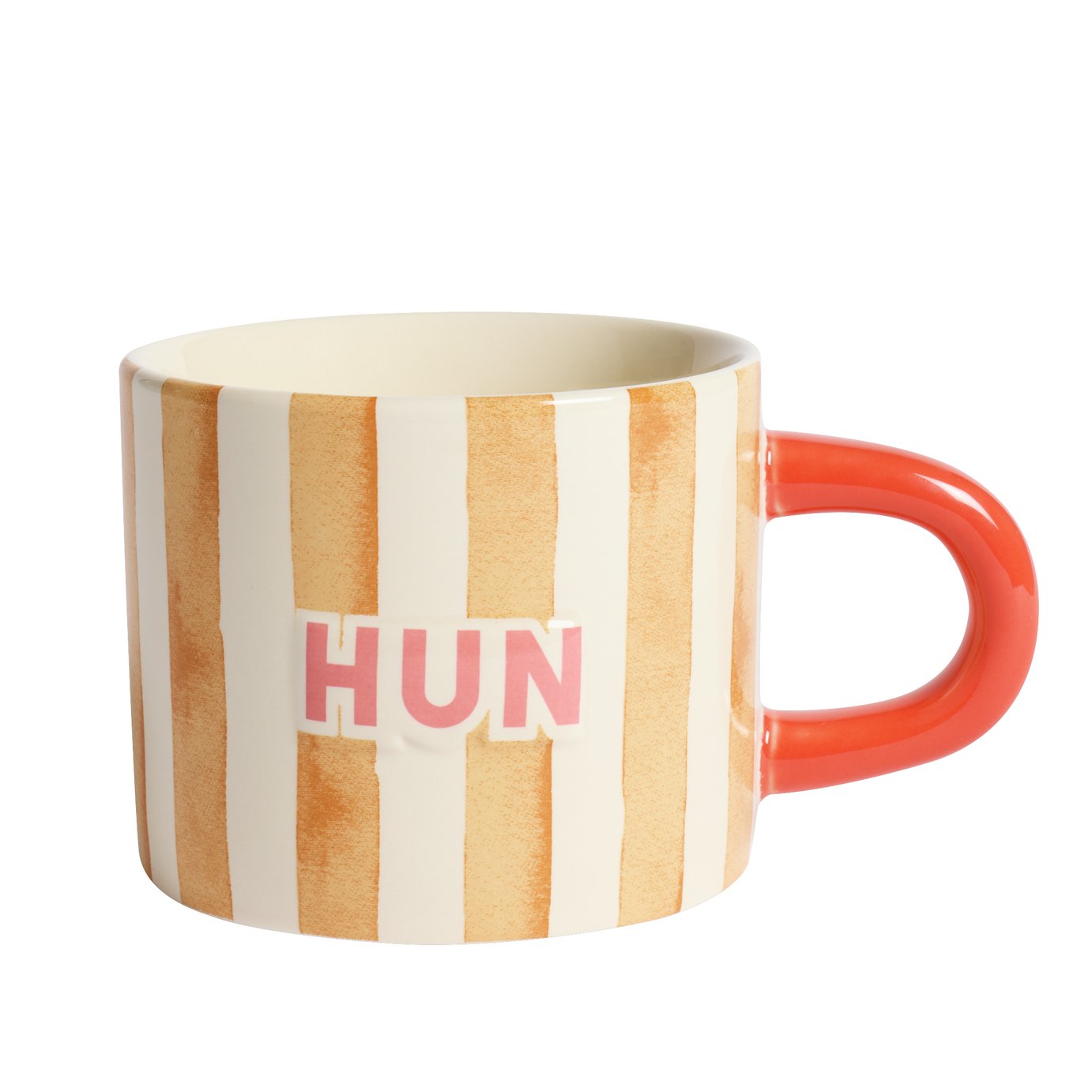 Argos Home Orange Stripes Beige Stoneware Hun Mug