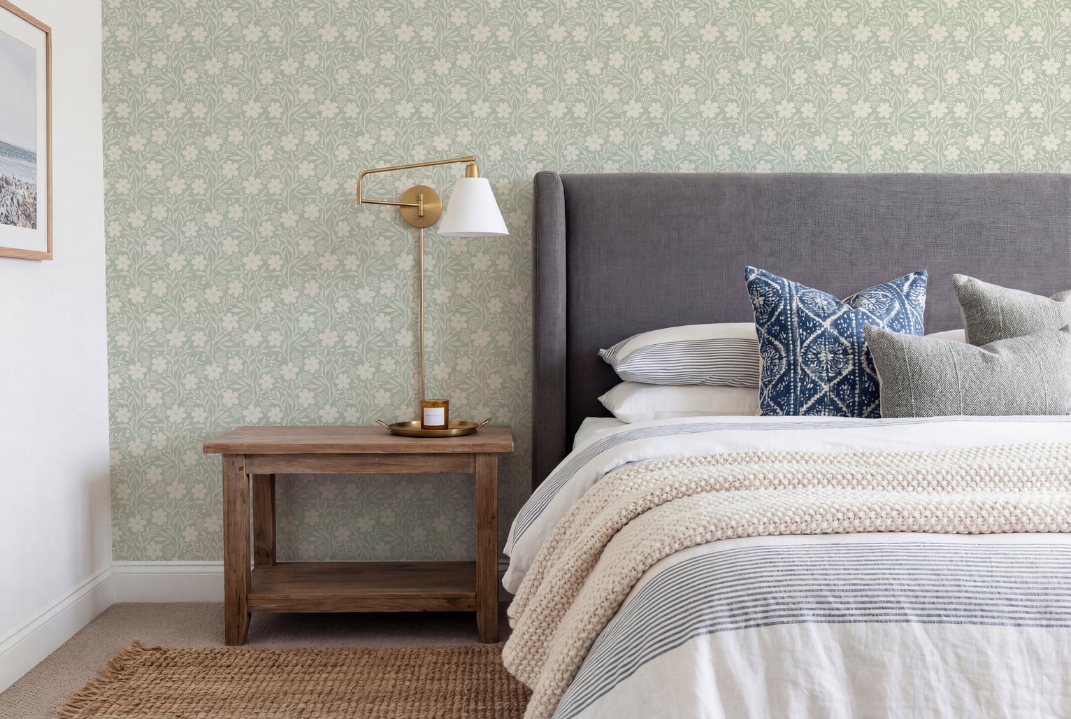 Arthouse Berry Floral Sage Wallpaper