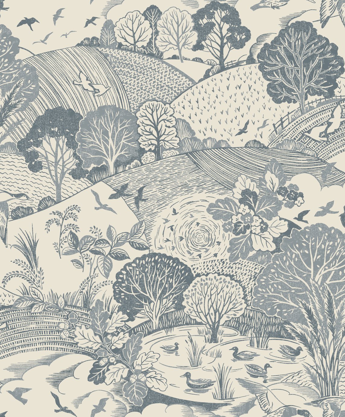 Arthouse Country Landscape Blue Wallpaper