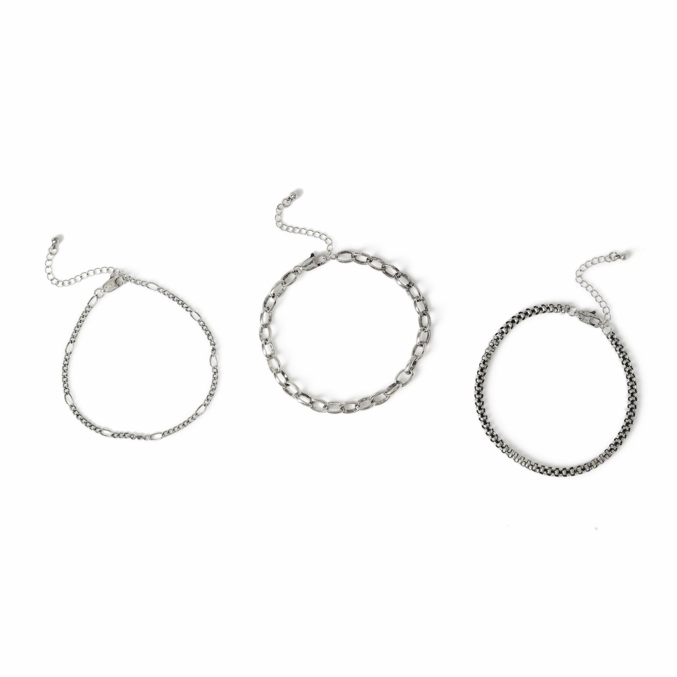 Uncommon Souls Silver Tone Chain Bracelet - Pack of 3