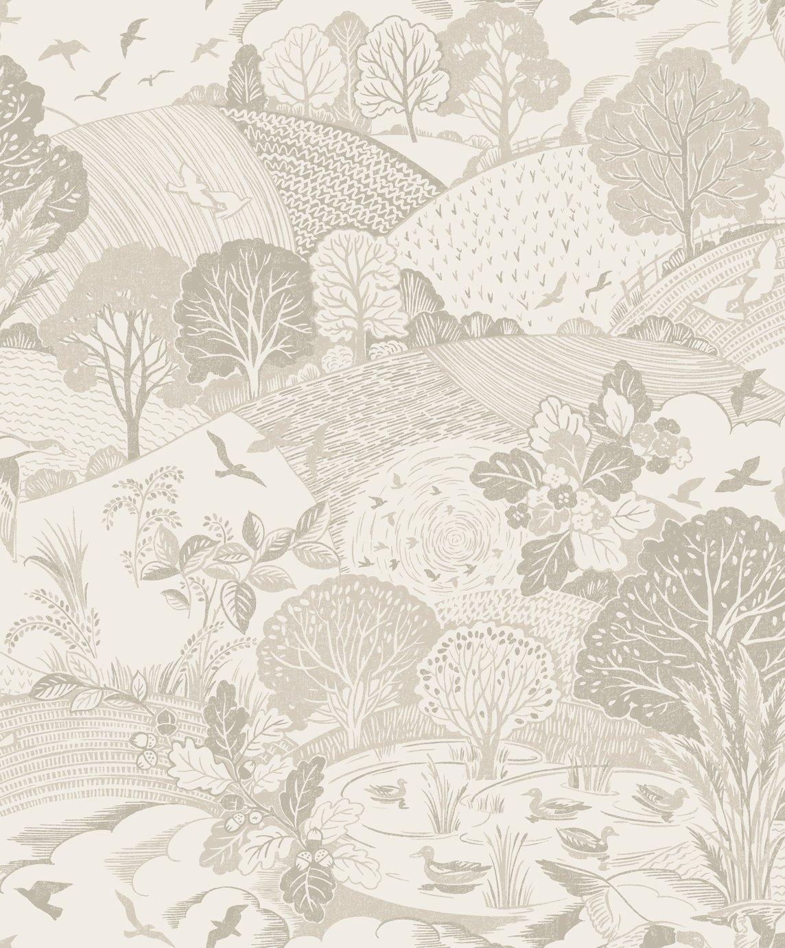 Arthouse Country Landscape Neutral Cream Wallpaper