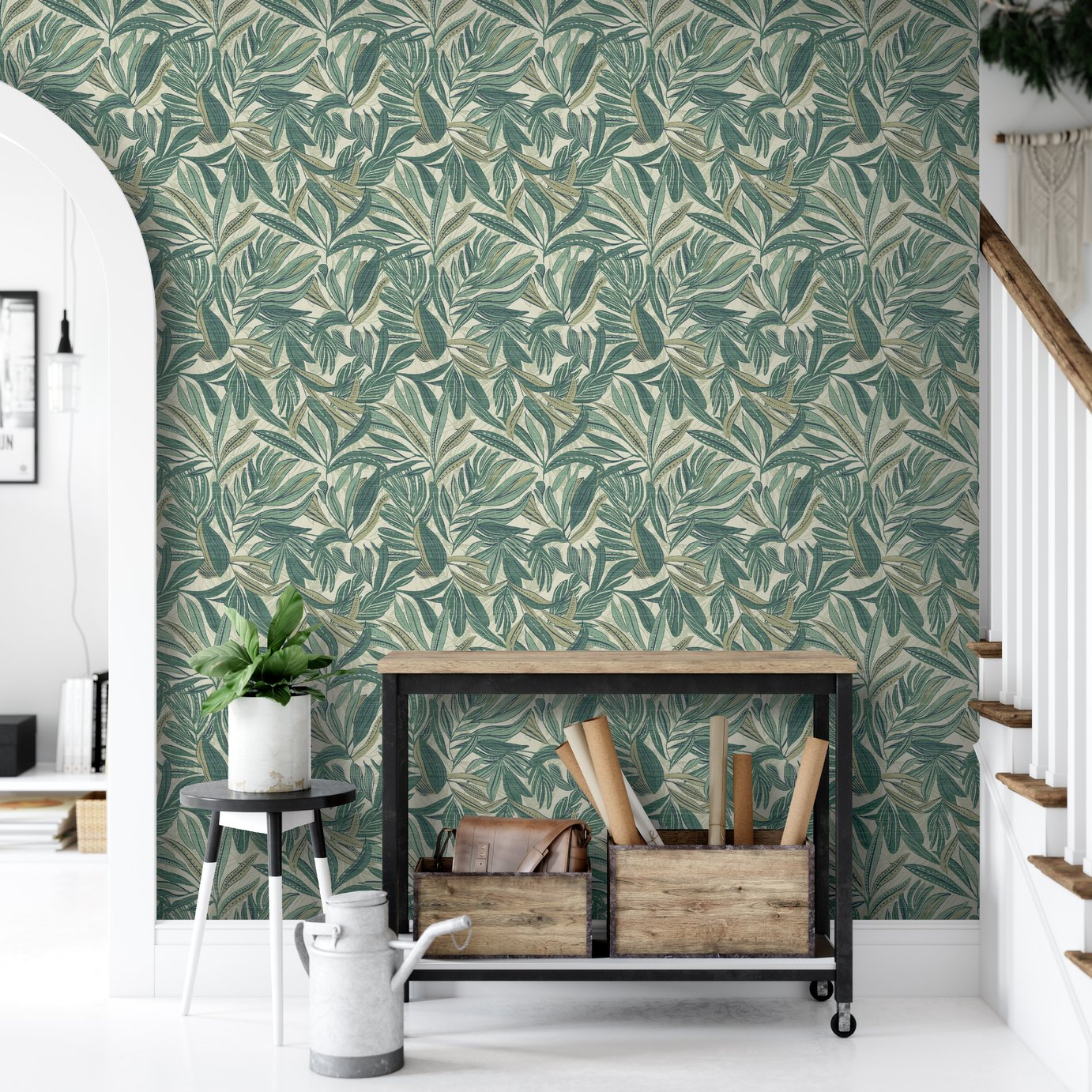 Arthouse Graphic Tropical Leaf Green Wallpaper