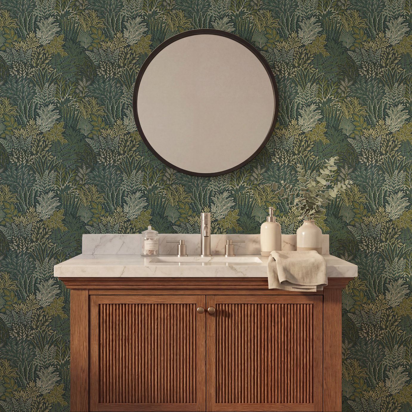 Arthouse Illustrated Foliage Blue Wallpaper