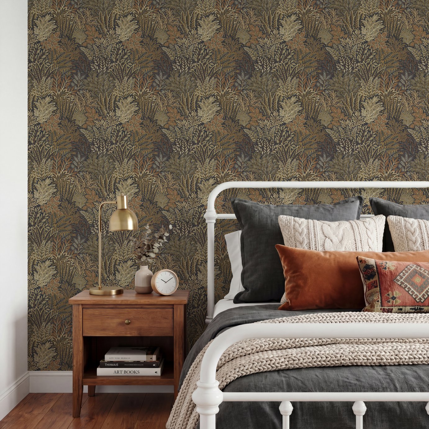 Arthouse Illustrated Foliage Rust Wallpaper