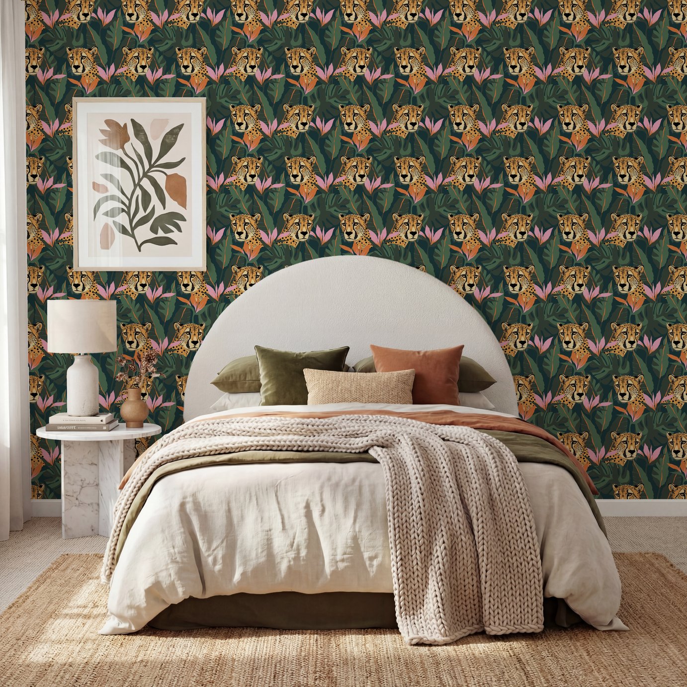 Arthouse Jungle Leopard Dark Green Wallpaper