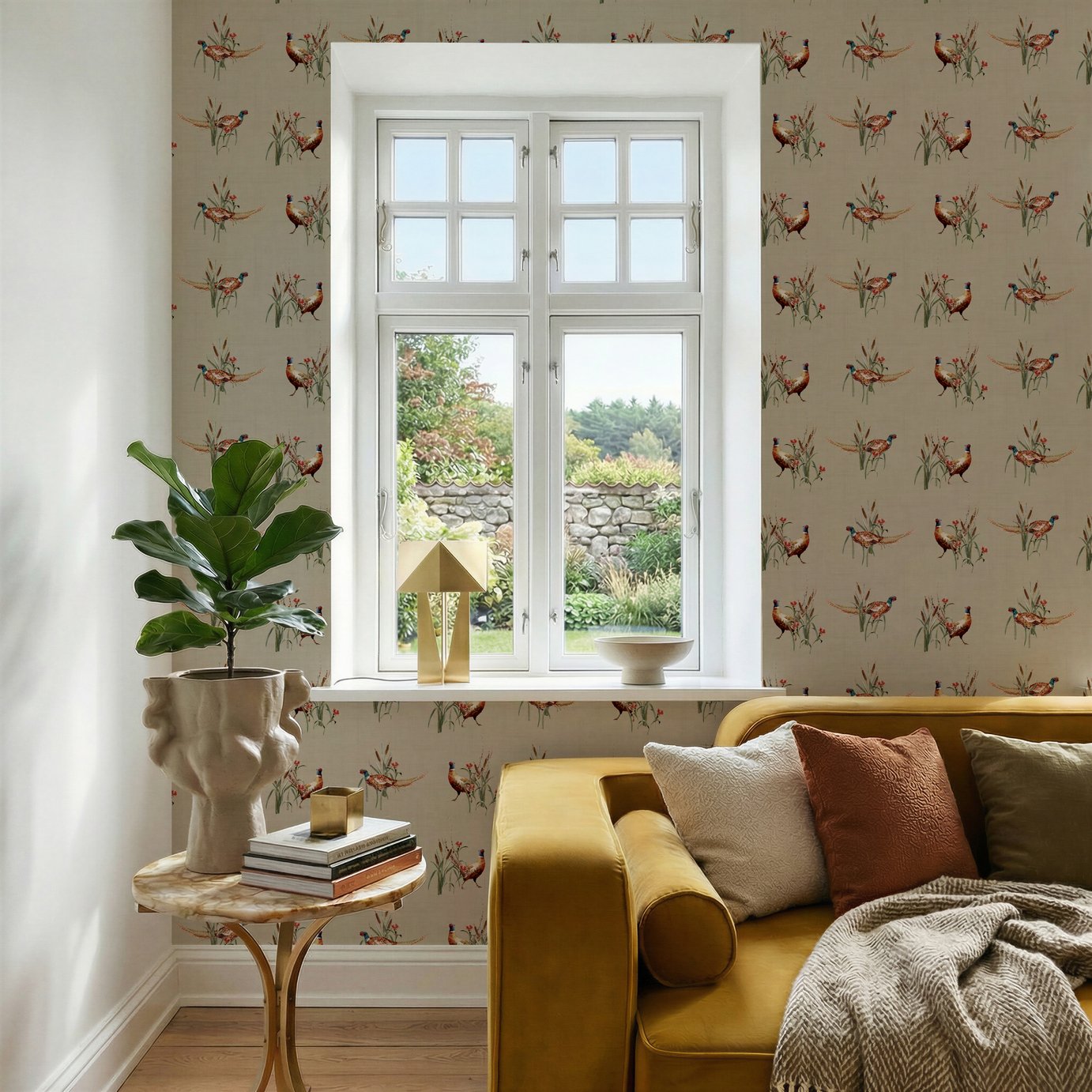 Arthouse Pheasant Meadow Natural Wallpaper