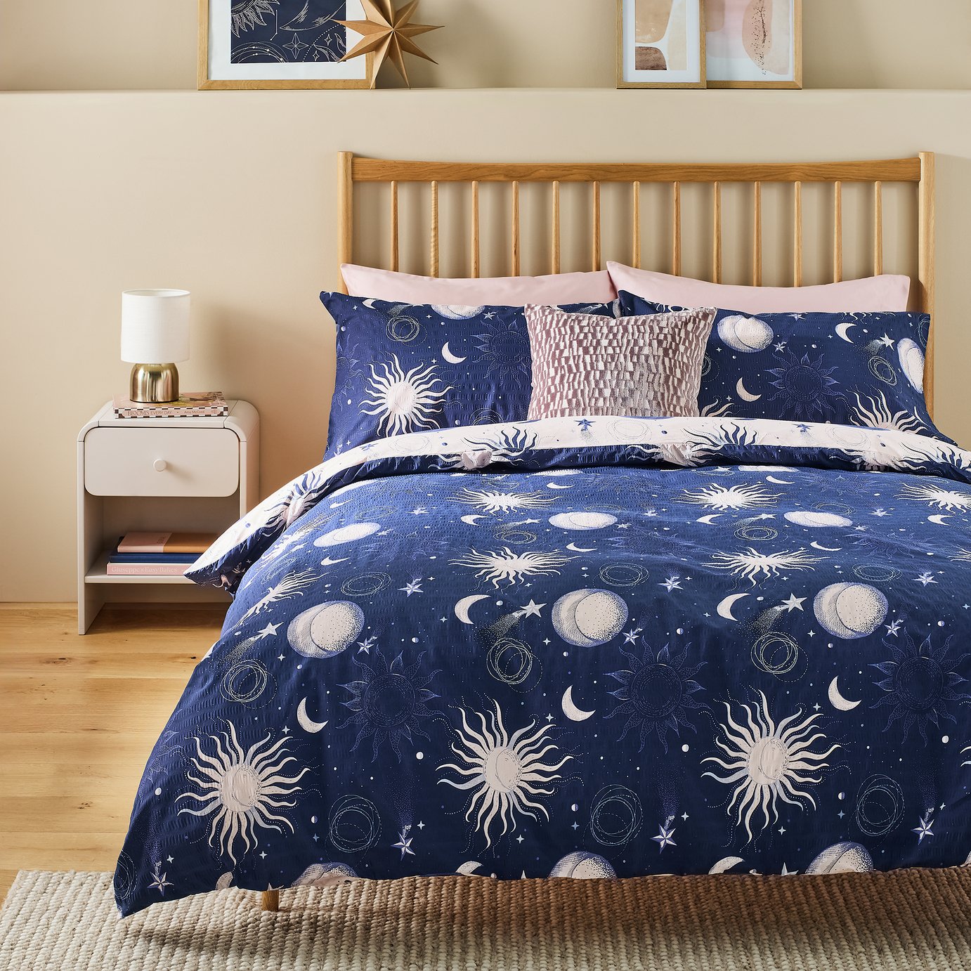 Argos Home Celestial Seersucker Blue Bedding Set