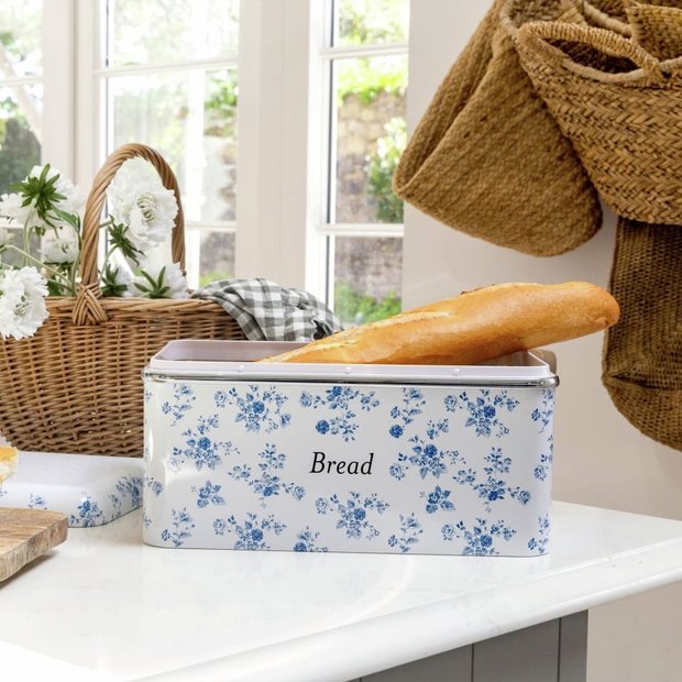 (①)LAURA ASHLEY スチール製 収納ボックス ホワイト Buy Laura Ashley Carbon Steel China Rose Bread Bin - White | Bread
