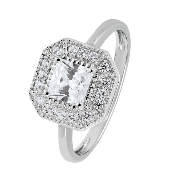 Buy Revere Sterling Silver Vintage Cubic Zirconia Halo Ring O