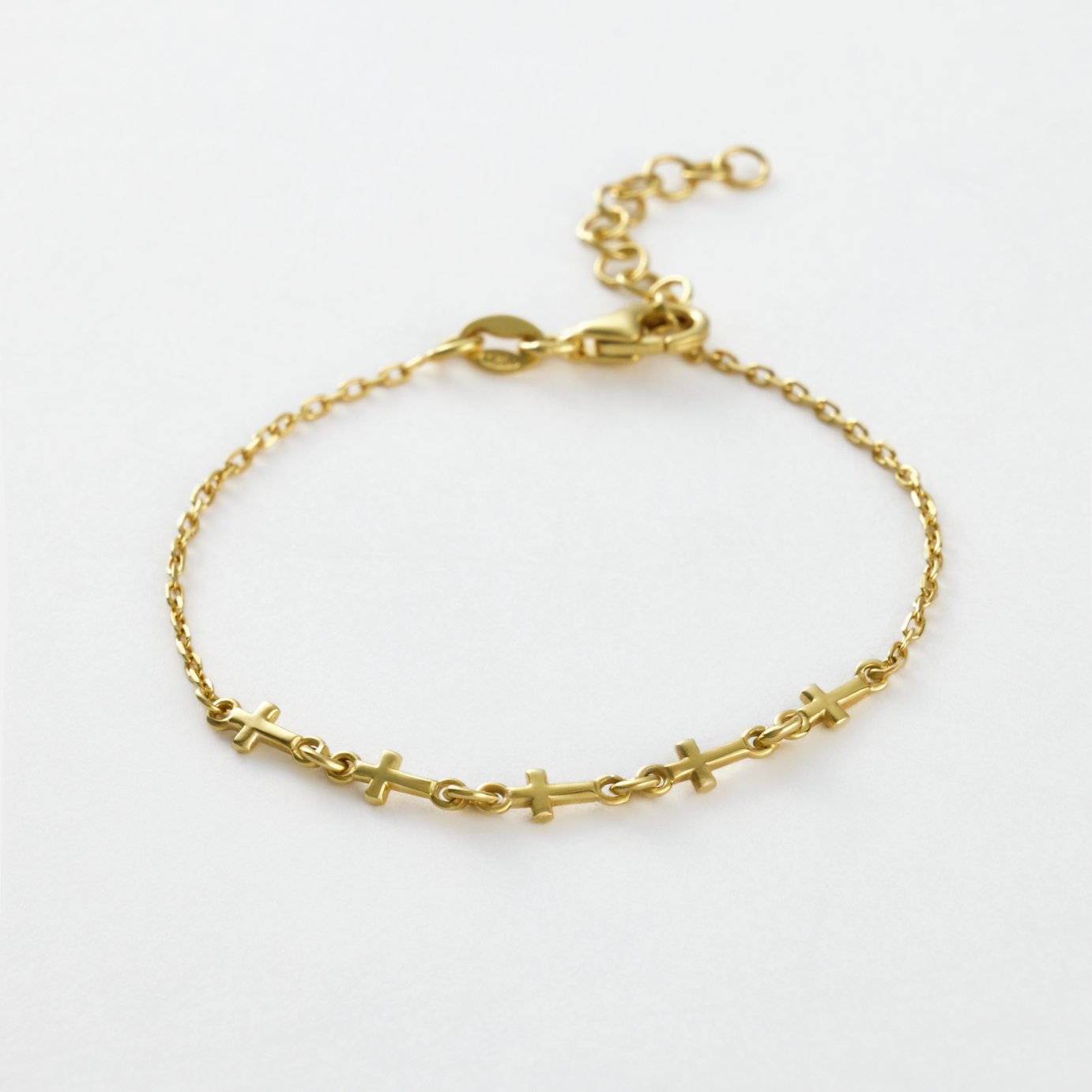 Revere Kids Gold Plated 925 Sterling Silver Crosses Bracelet