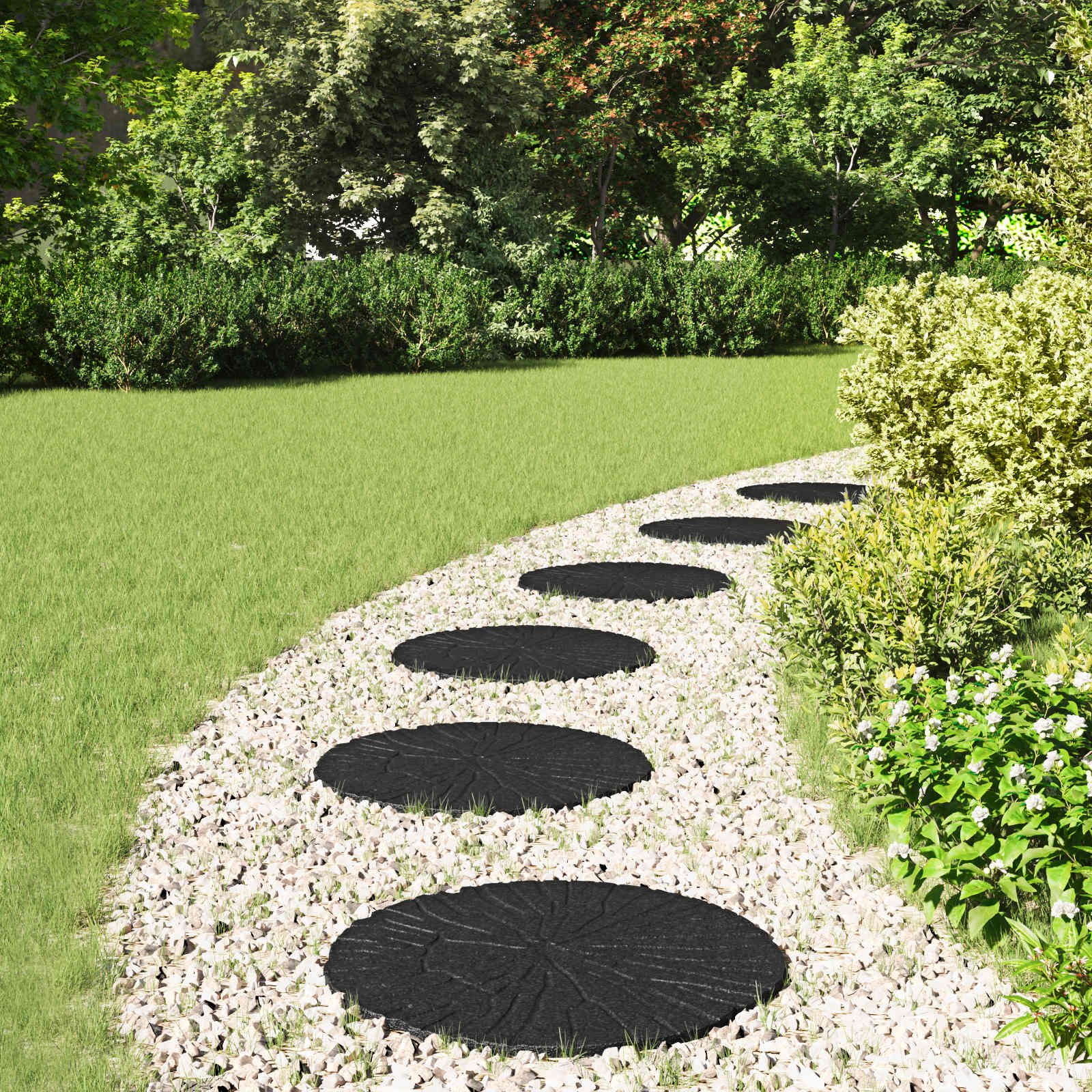 Walplus Pack of 6 Stepping Stone Rubber - Black - 45 x 1.8 cm