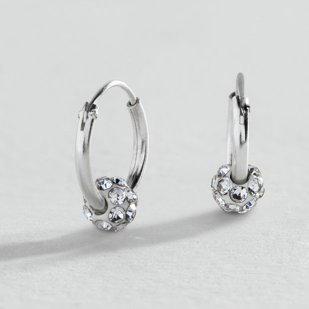 Sterling silver deals crystal hoop earrings