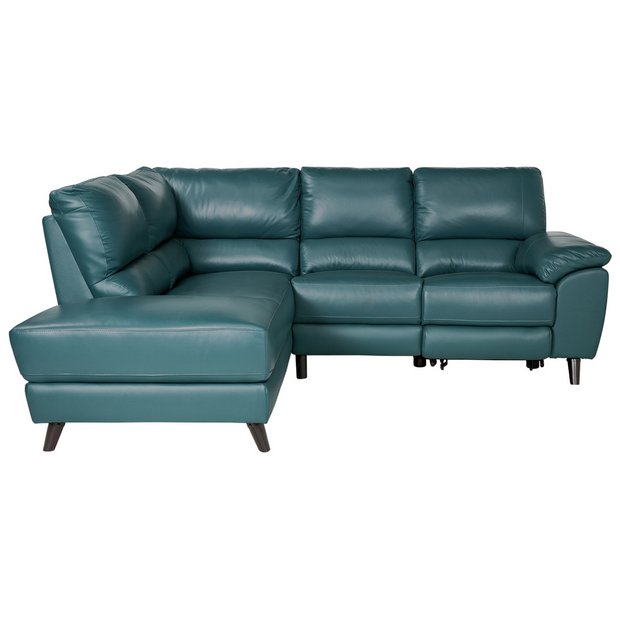 Teal Leather Reclining Sofa Baci Living Room