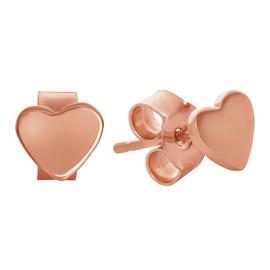 Revere 9ct Rose Gold Plated Heart Stud Earrings