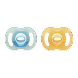 Tommee Tippee Ultra-light Night Glow Silicone Soother - Yellow Blue Pack of 2