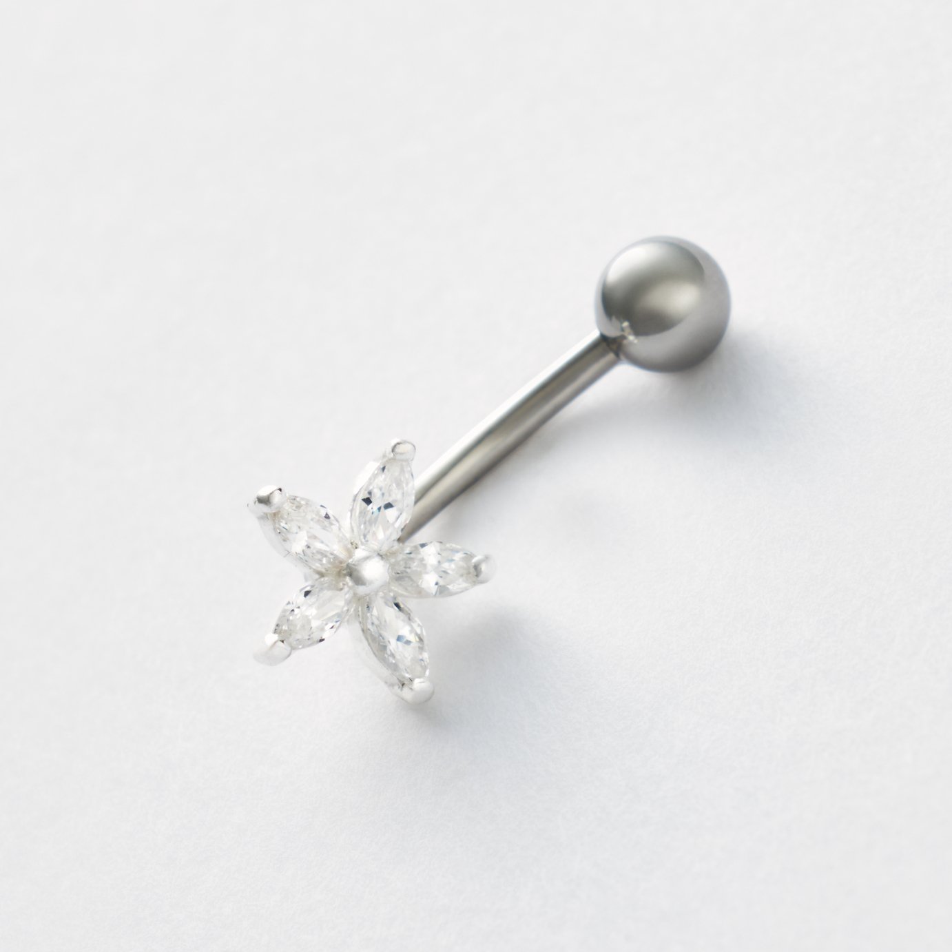 Revere Surgical Steel Cubic Zirconia Flower Belly Bar