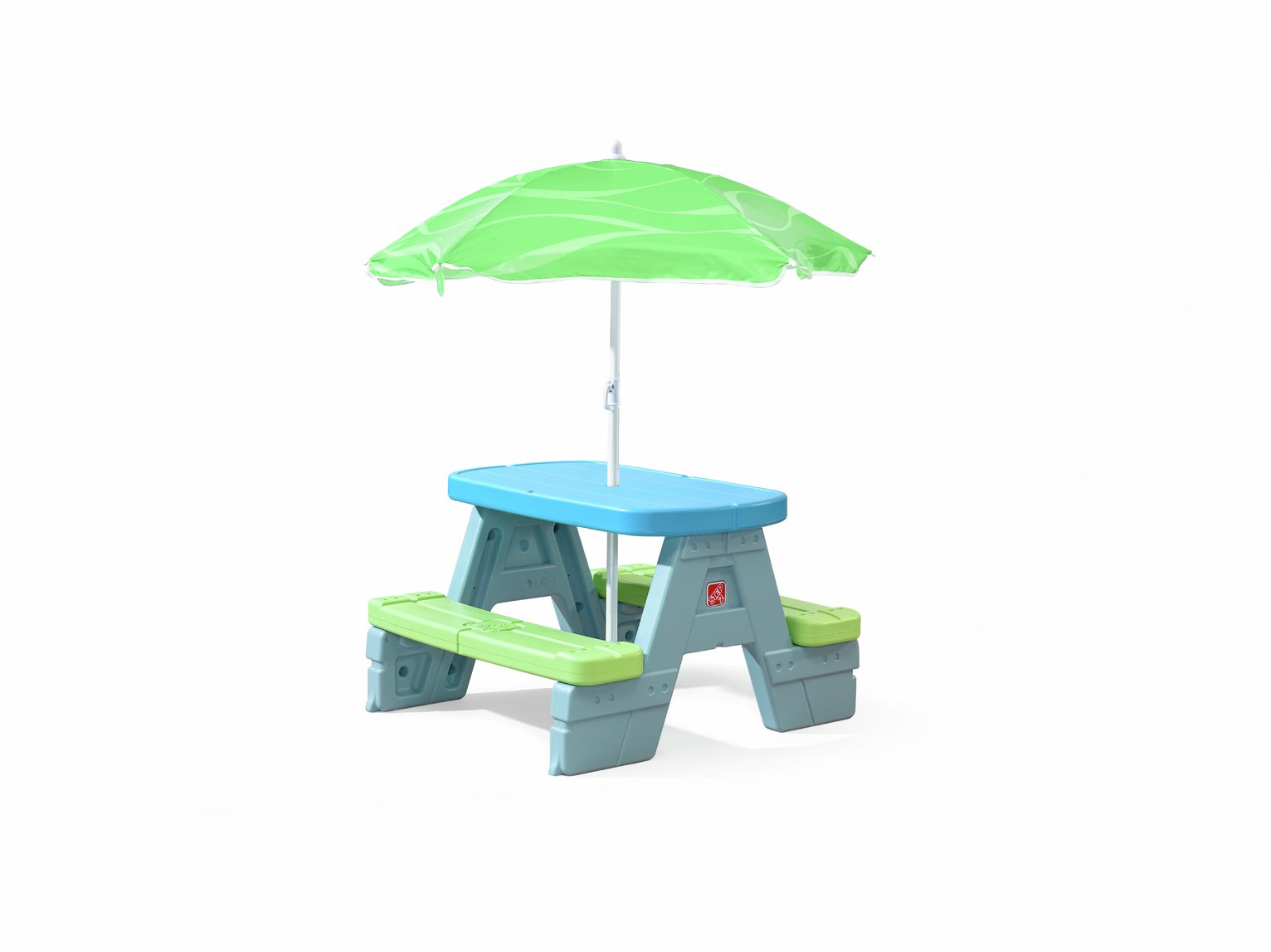 Step2 Sun & Shade Picnic Table with Umbrella - Green & Blue