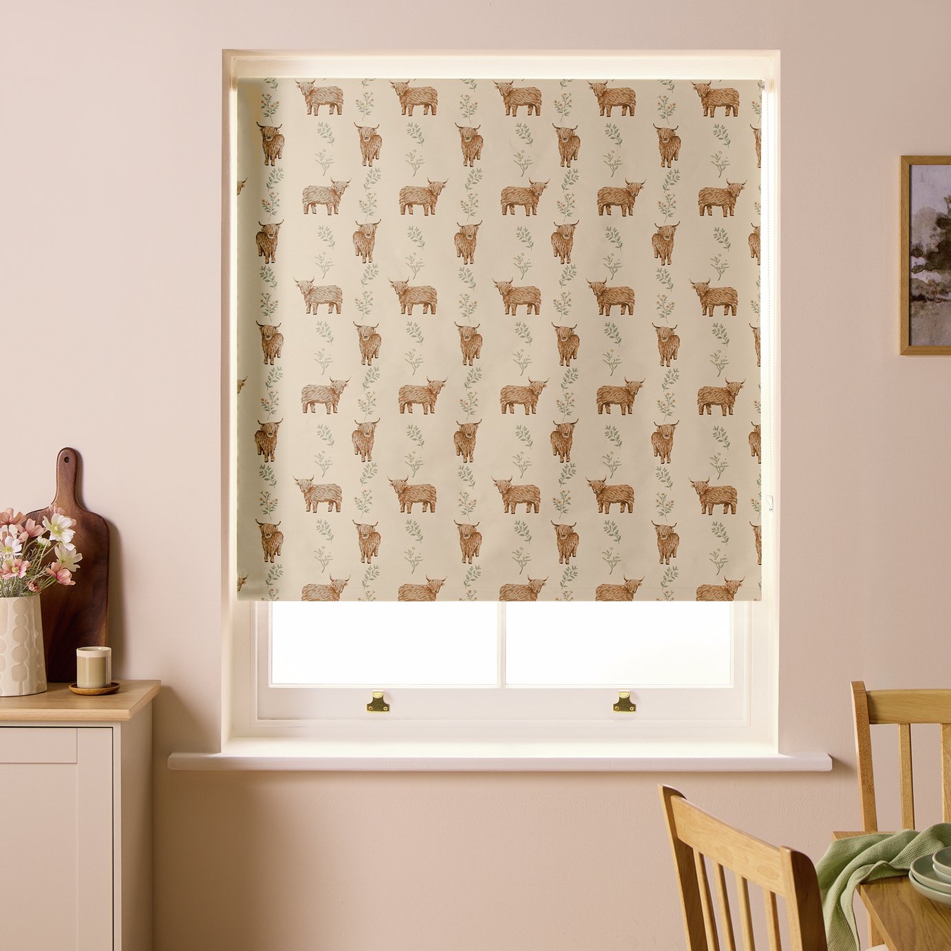 Argos Home Highland Cow Printed Blackout Roller Blind