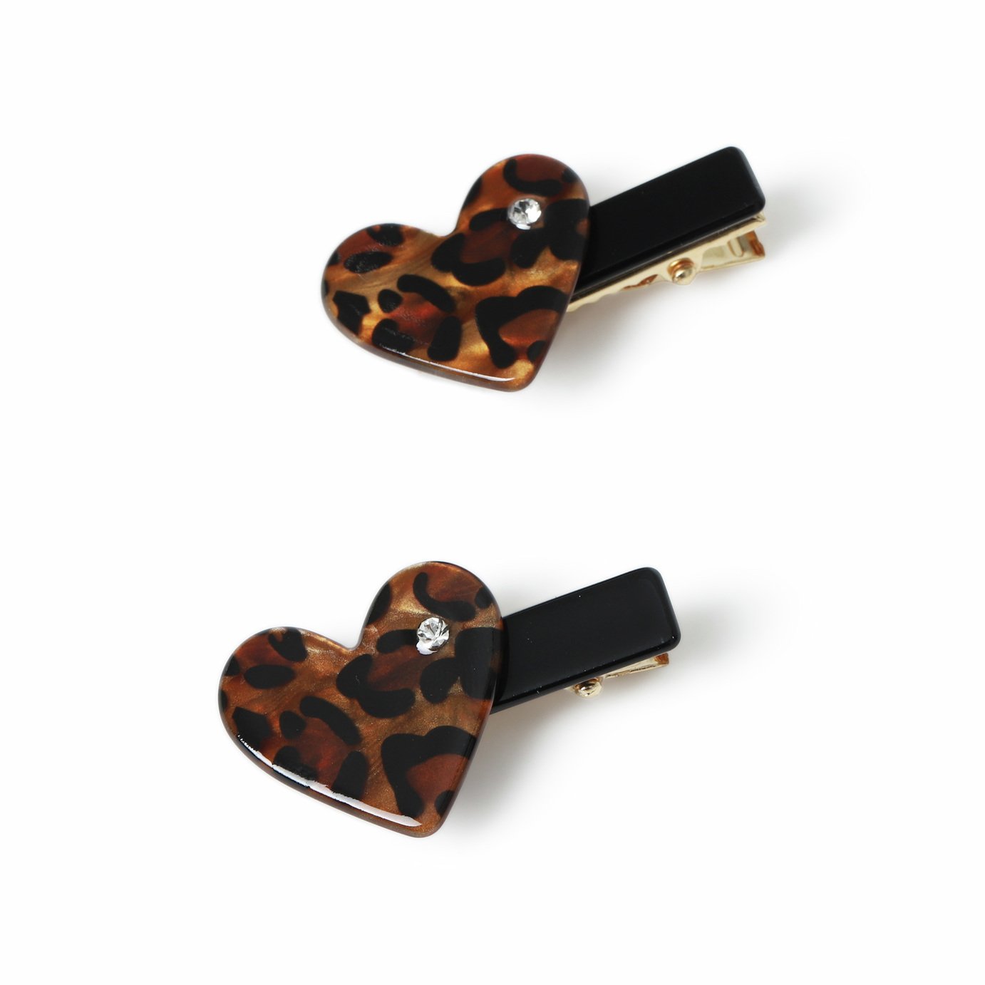 Freedom Leopard Print Heart Shaped Hair Clips - Pack of 2