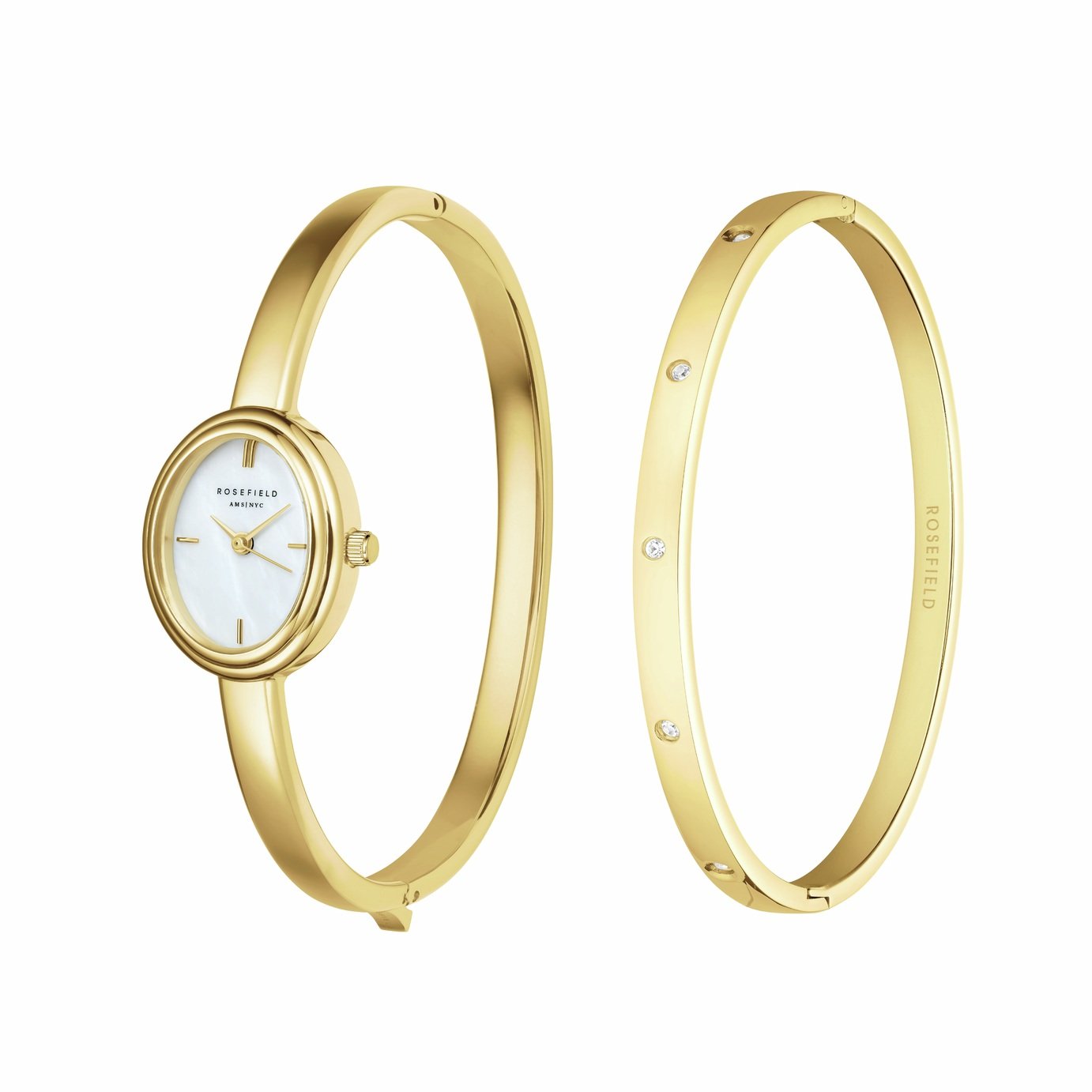Rosefield Studio Ladies Gold Stainless Steel Bangle Watch And Bangle Set
