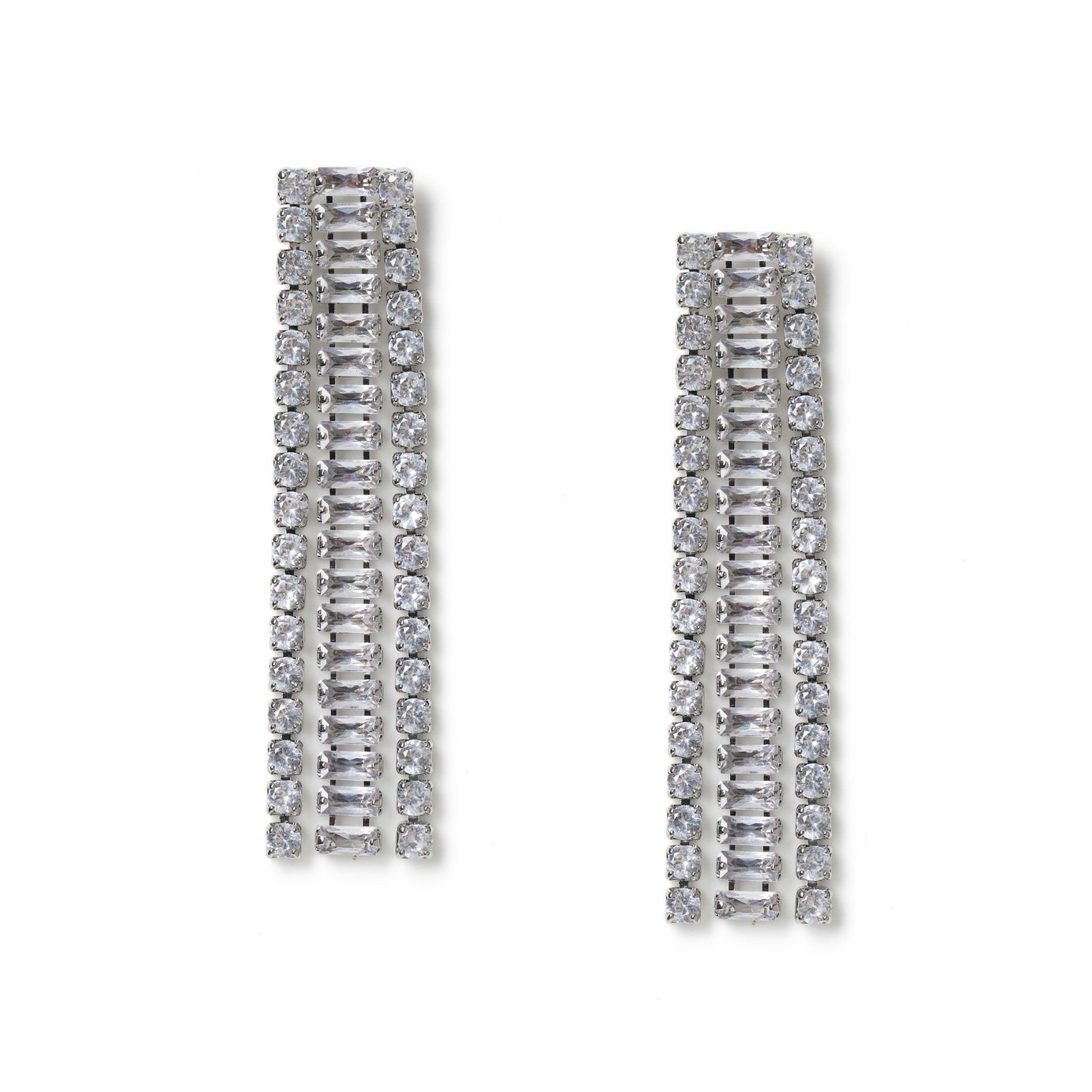 Freedom Silver Tone Crystal Cascade Drop Earrings