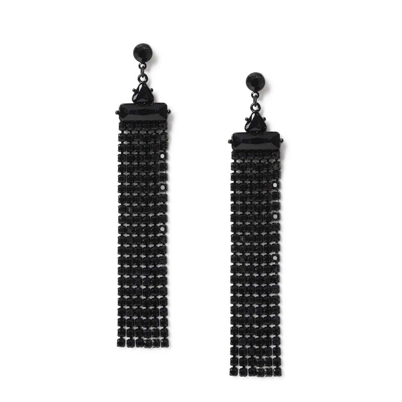 Freedom Black Tassel Long Drop Earrings